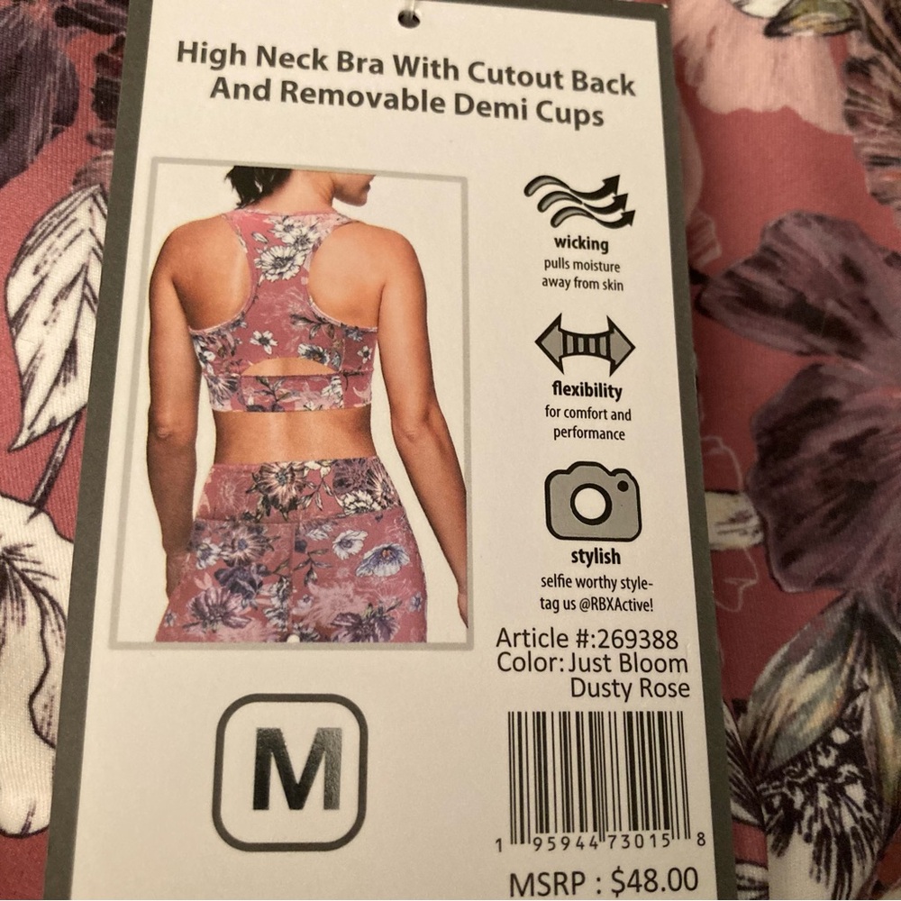 RBX Pink Racerback Sports Bra Medium - Picture 5 of 5